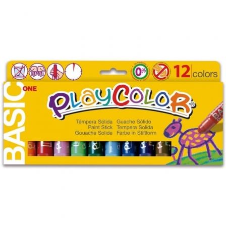 Playcolor Témperas Sólidas Basic One Estuche de 12 Colores Surtidos